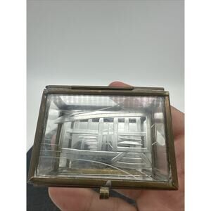 Vintage Glass Brass Mirrored Etched Glass Jewelry Box